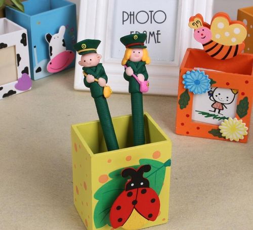 批发供应 可爱软陶笔 手工制作个性军人服