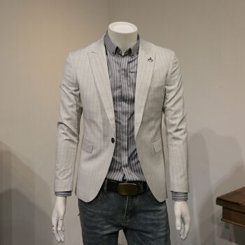 lvke 设计师品牌男装 商务休闲一粒扣西服男士西装外套男上班简约男装