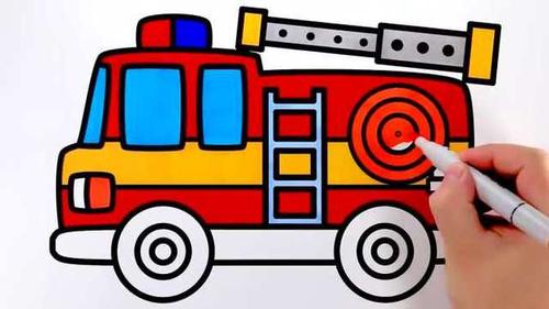 亲子儿童绘画-认识消防车涂颜色