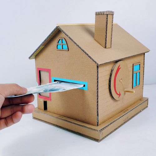 创趣阁 同款 diy纸板手工玩具 存钱房子 材料包 幼儿园作业