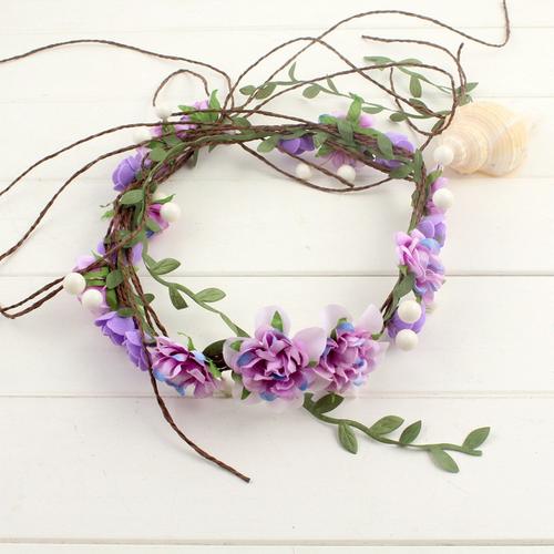 春系多色韩式新娘头饰藤条花环婚纱摄影森女海边发箍咖啡头花饰品