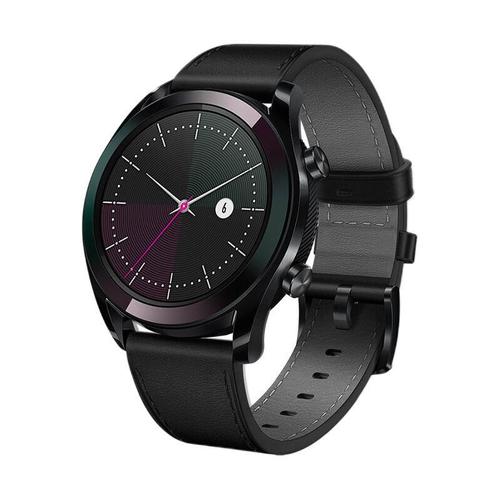 huawei 华为 watch gt 智能手表 42mm 雅致款 黑色陶瓷表圈 黑色皮革