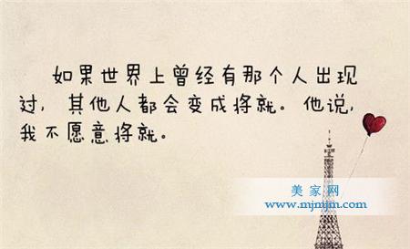 "如果世界上曾经有那个人出现过,其他人都会变成将就,而我不愿意将就