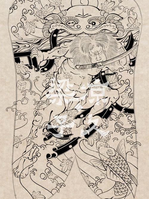 传统纹身|张顺破水门_纹身_手绘_设计风格_日式老传统