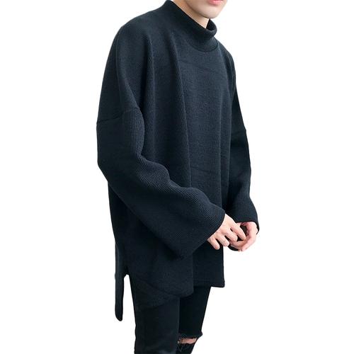 日系超级无敌巨宽松男士落肩蝙蝠袖加长毛衣男青年韩版潮流毛线衫