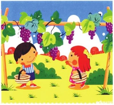 葡萄丰收卡通图片