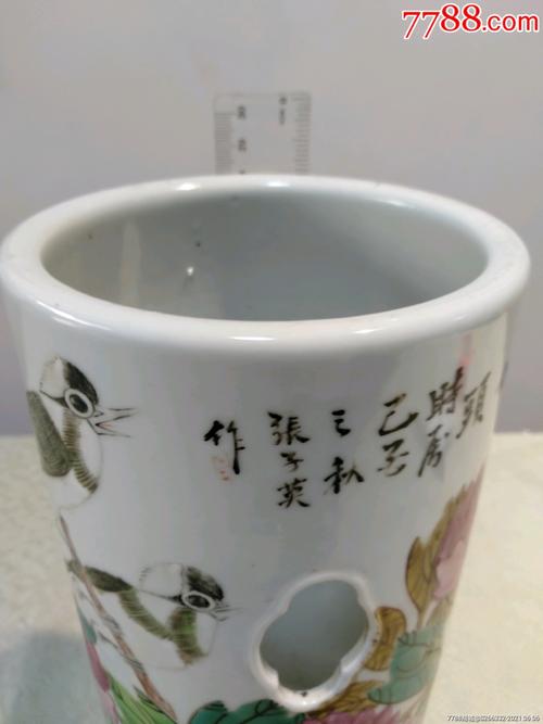 清代名家张子英绘制帽筒_彩绘瓷/彩瓷_第3张_7788茶具