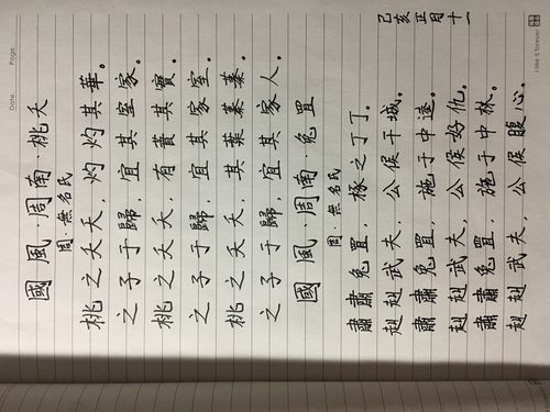 习字第五天桃夭兔罝