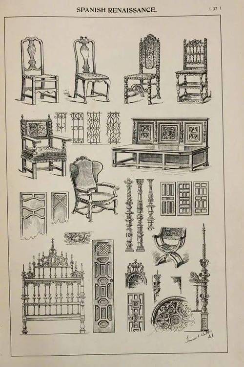 一些世界经典传统家具设计手绘稿!