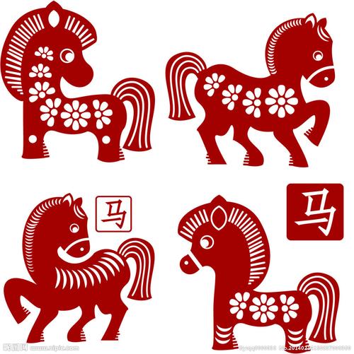 中国风剪纸马矢量素材图片