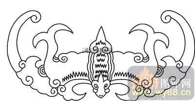100个中国传统吉祥图-白描图-蝙蝠-b-001-电脑雕刻