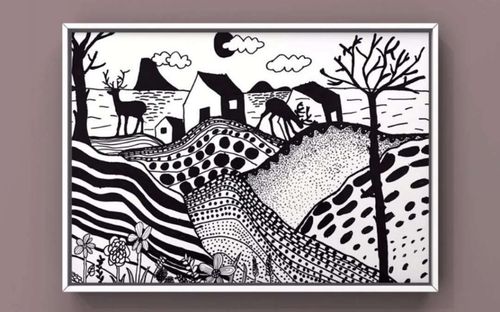 而我们今天要画的是一幅美丽的线描风景