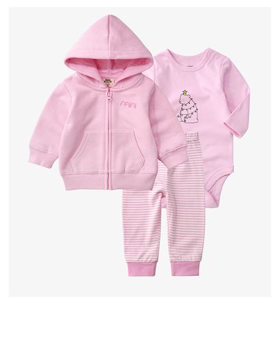 婴儿衣服套装长袖连帽卫衣哈衣裤子三件套童装男女宝宝休闲时尚潮