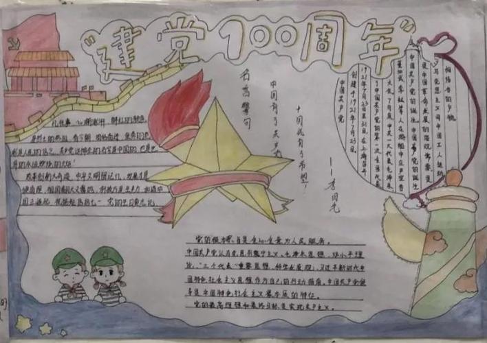 建党100周年童心向党主题手抄报_简单的建党一百年小报