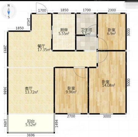 北三环苏宁悦城经典三室户型90平三室毛坯房诚售随看