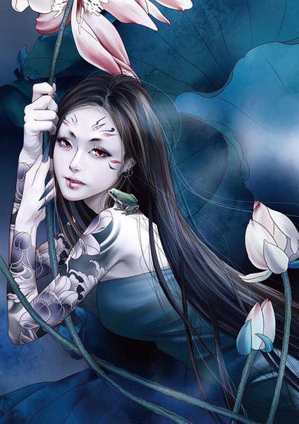 求素描古代美女图片,好看就可以,最好露半背有纹身,或者清晰的,如图