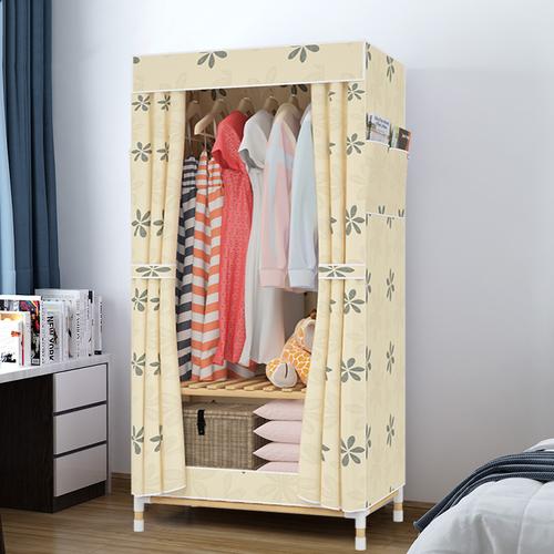 长65宽45高175cm单人简易实木牛津布衣柜小号布艺衣橱卧室经济型