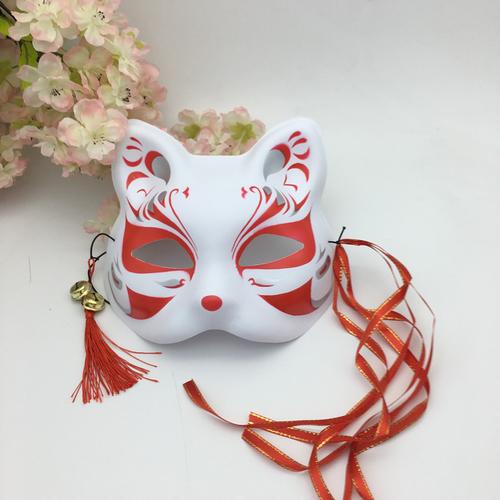 彩绘日式和风狐狸半脸古风猫脸面具化妆舞会cos动漫面具猫脸面罩