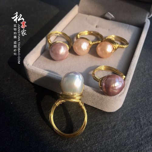 戒指编织复古强光创意珍珠铜丝巴洛克