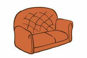 颜色温暖的橙色沙发简笔画