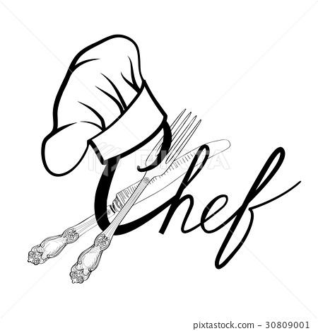 图库插图: cook hat fork knife cutlery sign restaurant symbol