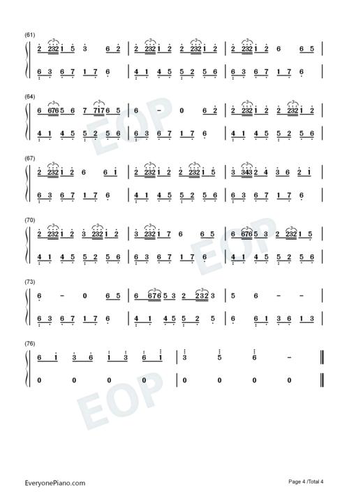 夜萤火虫和你-抖音热门背景音乐双手简谱预览4