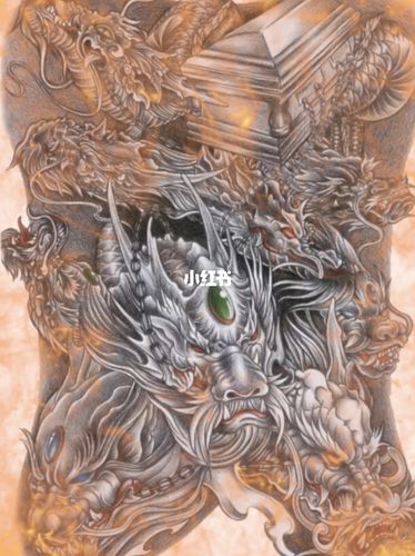 九龙拉棺_纹身_纹身手稿_人文_绘画