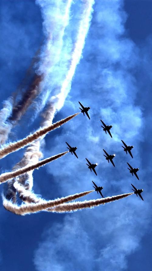 科幻 战机 编队飞行 特技 烟雾 蓝天 战争 军事