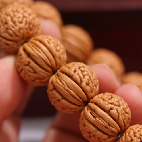 天然野生山桃核桃胡手串矮桩密纹脑纹桃核苹果园佛珠