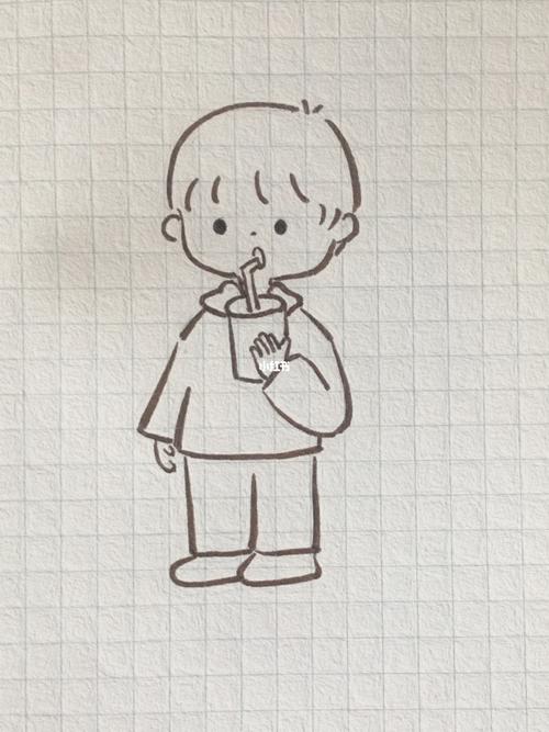 可爱简笔画 暖萌小男孩//附线稿_简笔画_线稿_教程_手帐_马克笔_简笔