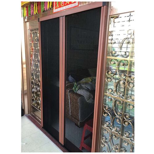 新款无轨道防蚊纱门折叠隐形阳台推拉门纱窗门伸缩推拉式隐形纱门