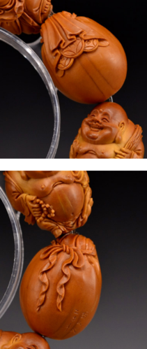 鸿木斋橄榄核雕刘人义大弥勒橄榄核手链孤品.