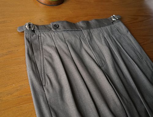 复古意式腰头休闲九分裤中高腰巴黎扣长裤有褶修身羊毛混纺西裤男