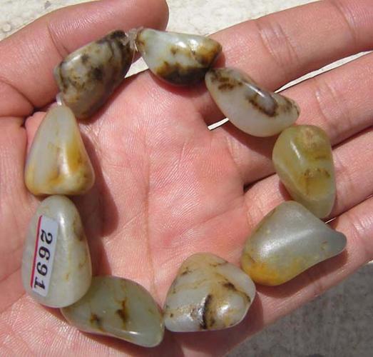 6克新疆和田玉白玉籽料原石手链手串男女款饰证书包邮