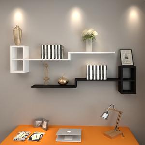 客厅墙面装饰墙上置物架卧室床头书架壁挂式个性创意格子储物隔板