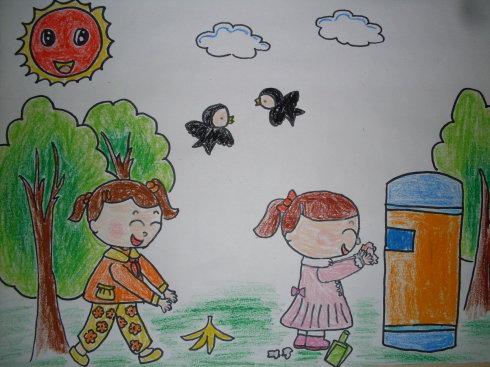 儿童保护环境的简笔画