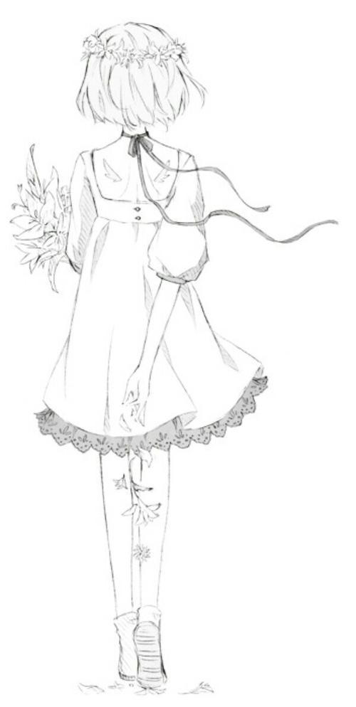 6001193 竖版 竖屏动漫女生简笔画霸气手拿烟简笔画 简单霸气铅笔画