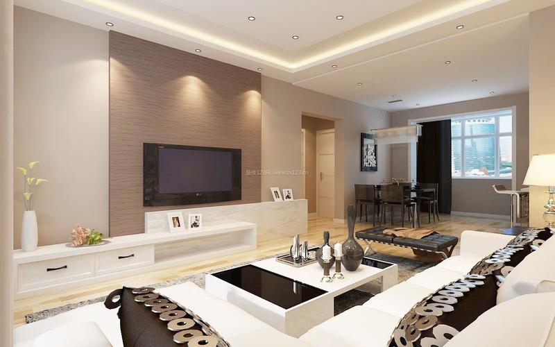 2017简约二居客厅电视墙设计装修效果图