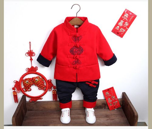 儿童唐装婴儿套装男童冬季过年喜庆男宝宝周岁礼服新年衣服拜年服