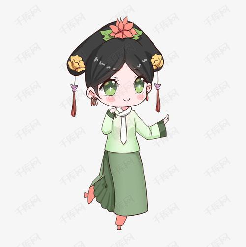 q版卡通少数民族满族少女