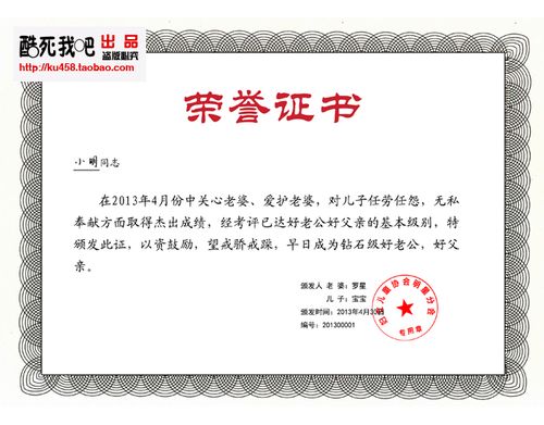 爱情荣誉证 奖状制作 搞笑生日礼物 个性好老婆 荣誉证书趣味定制