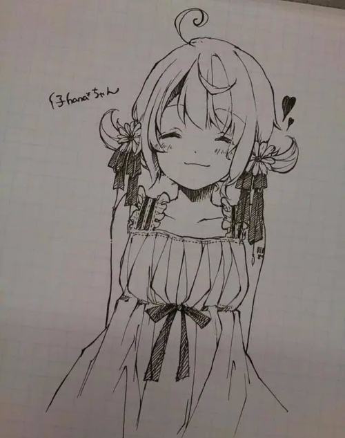 【铅笔针管笔】动漫女生人物黑白线稿