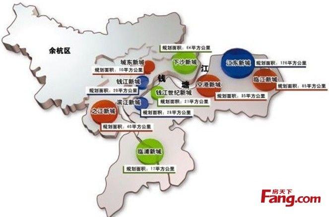 论规划:         钱江新城位于杭州市老城区的东南部,与