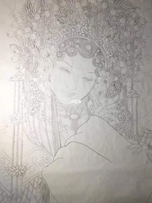 工笔画戏曲人物_工笔画_戏曲_绘画_我的绘画日常_文化