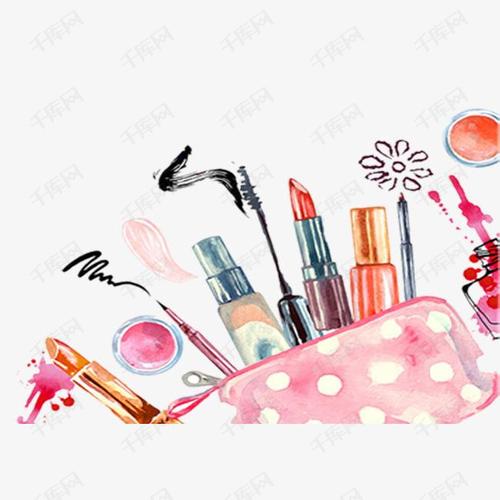 卡通手绘化妆品海报的素材免抠美容海报淘宝女生节淘宝女神节蜕变新品