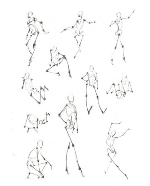 速写中火柴人分析,四大点,八小点,脊椎_火柴人怎么样_速写_文化_绘画