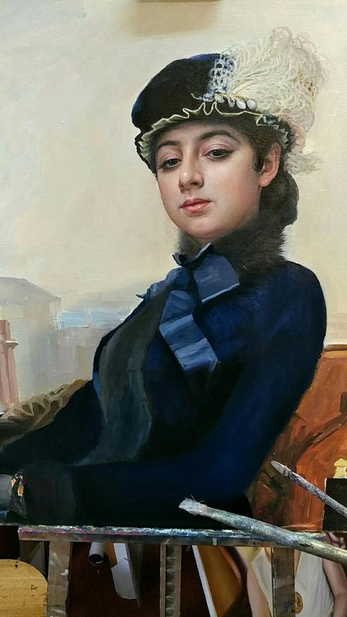 贾强油画挑战世界名画《无名女郎》