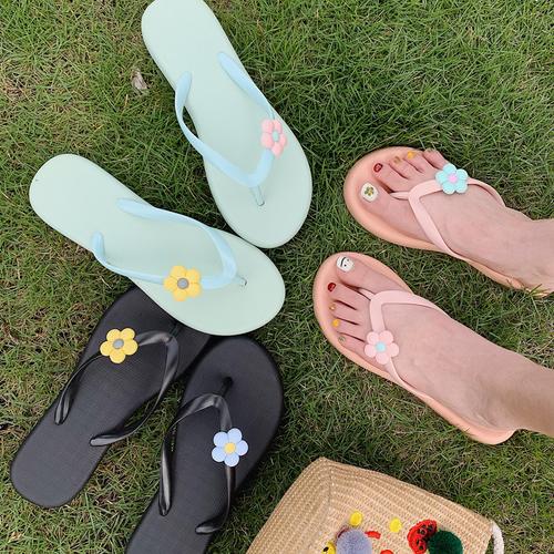网红凉拖人字拖鞋女夏外穿小花平底时尚防滑夹脚可爱度假沙滩鞋女