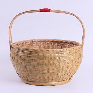 竹篮子手工竹编篮杭州蓝手提篮 菜篮收纳篮水果篮鸡蛋篮子79号c