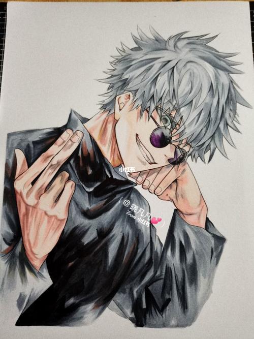 五条悟上色完成 老师真帅_上色_马克笔_咒术回战_文化